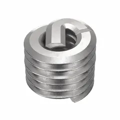 Screw-locking tanged helical insert for repairing or reinforcing threads in metal substrates. Made of 18-8 stainless steel with dry film lubricant finish, right-hand coarse threads, and tensile strength of 200,000 to 250,000 psi. Requires #2-56 STI tap. Supplied in 100-pack, inch system.