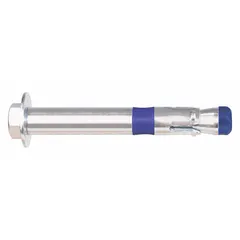 Hex-head sleeve anchor with 1/4 in diameter and 3 in overall length. Made of steel with zinc-plated finish. External hex drive. Supplied in a 100-pack. Used for fastening into solid masonry materials such as concrete, brick, or block.