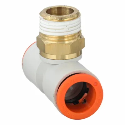 SMC KQ2T13-03AS Polybutylene & Brass Tube Fitting, Tee, 1/2 in Pipe Size, White - Polybutylene & Brass Tube Fittings