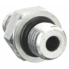 Rigid, straight male x male adapter for connecting metric M14X1.5 threaded components to JIC fittings. Constructed of steel for hydraulic systems requiring leak-resistant connections. Suitable for fluid power applications in industrial equipment.