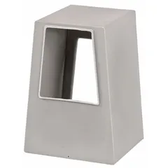 This weather hood is made of polypropylene and has a rectangular shape measuring 22 1/8 inches high by 16 inches wide. It includes mounting hardware for installation. Used to cover and protect ventilation equipment from weather exposure.