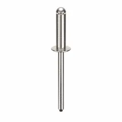 Inch-series blind rivet with a domed head, 0.183" diameter, 1 41/42" overall length, 43/64" body length, and 1 31/32" overall length. Supplied in a 250-piece pack. Used for fastening materials where only one side is accessible, typical in sheet-metal assembly and general fabrication.