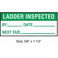 Maintenance Label: Ladder Inspected, 1 1/2 in Wd, 5/8 in Ht, Green/White, Rectangle, Polyester (MPN TC-22131)