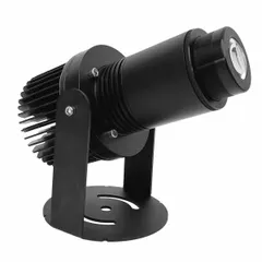 This LED sign projector uses a 40 W LED source to project custom gobo images onto floors, walls, or ceilings for visual safety communication. It operates on 110 V to 240 V AC and includes a power cord. The black unit is suited for industrial environments such as plants, warehouses, and worksites to enhance hazard communication and wayfinding.