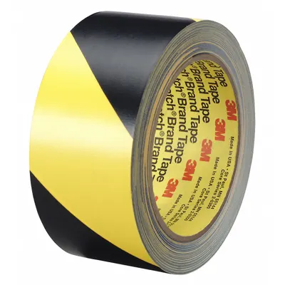 3M Floor Marking Tape: Gen Purpose, Striped, Black/Yellow, 1 in x 108 ft - General Purpose Floor Marking Tape