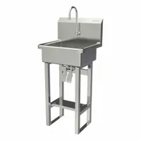 SANI-LAV Wash Station: 43 1/2 in Overall Ht, 17 in Bowl Lg, 7 in Bowl Dp, 2 gpm Flow Rate, 16 ga (MPN 725FK2)
