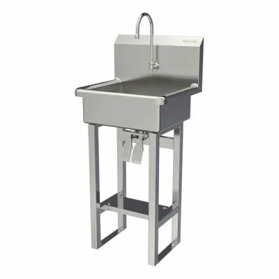 SANI-LAV Wash Station: 43 1/2 in Overall Ht, 17 in Bowl Lg, 7 in Bowl Dp, 2 gpm Flow Rate - One-Station Freestanding Hand Sinks with Faucets