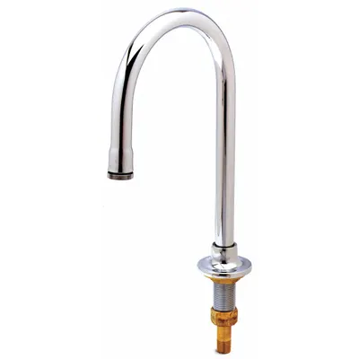 T&S BRASS Spout: Spout, Gooseneck, Swivel Spout, Brass, Chrome, 13.59 gpm Flow Rate - Gooseneck Faucet Spouts