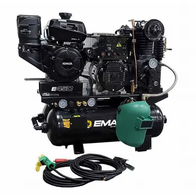 EMAX Gas Engine Air Compressor: 2 Stage, 14 hp Engine, EMAX, 19 cfm, 20 gal Air Tank - Combination Air Compressors, Generators & Welders