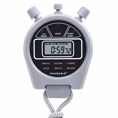 TRACEABLE Stopwatch: +/-0.1% Accuracy, Stopwatch Functions, Count Up, LCD, Audible - Standard Stopwatches