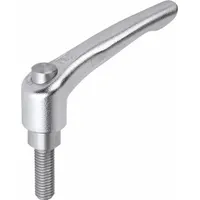 KIPP Adjustable Handle: SS, M8 Thread, 25 mm Thread Lg, 65 mm Lg, Silver (MPN K0124.9208X25)