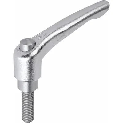KIPP Adjustable Handle: SS, M8 Thread, 25 mm Thread Lg, 65 mm Lg - Corrosion-Resistant Teardrop-Style Adjustable Handles with Threaded Stud