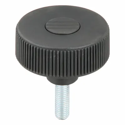KIPP Hand Knob: Knurled, Plastic w/ Steel Thread, M10 Thread, 30 mm Thread Lg - Knurled Knobs with Threaded Stud