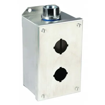 SCHNEIDER ELECTRIC Push Button Enclosure: 30mm, 2 Holes, 304 Stainless Steel - Enclosures for 30mm Operators