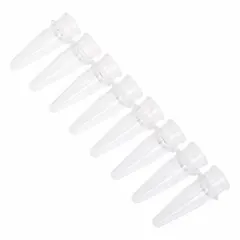 APPROVED VENDOR PCR Strip, 0.2 mL, Polypropylene, Conical Bottom, Attached Caps