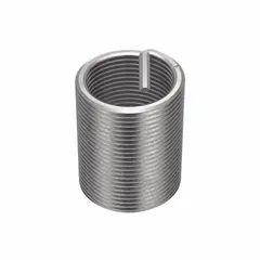 This free-running tanged helical insert is made from 18-8 stainless steel and has a thread size of 1 3/8"-12. It is used for thread repair or reinforcement in metal assemblies, providing a durable stainless steel thread in softer materials.