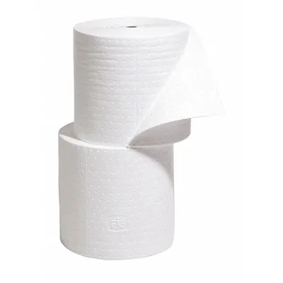 PIG Sorbent Roll: 150 ft Lg, 15 in Wd, Polypropylene, White, 150 ft Roll Lg - Sorbent Rolls