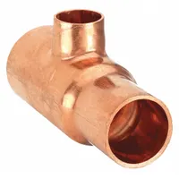 This wrot copper tee fitting has three cup ends sized for 3/8 in CTS x 3/8 in CTS x 1/8 in CTS tubing. Designed for sweat-solder installation, it is used to branch or join copper tubing in plumbing and hydronic heating systems