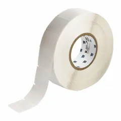 Vinyl, white (matte) precut label roll cartridge for wire gauges 10 AWG to 4 AWG. Measures 1/2 in x 1 3/4 in. Requires IP-R4302 ribbon. Compatible with BBP81 printer series. Used for permanent identification of wires and cables in electrical panels and industrial settings.