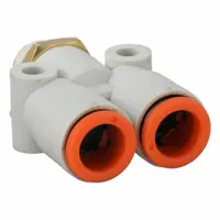 SMC Push-Fit Wye Fitting: 5/16 in OD x 5/16 in OD x 1/8 in Pipe x 5/16 in Pipe Size, White (MPN KQ2U09-01AS)