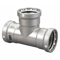 VIEGA MEGAPRESS Crimp Tee Fitting: 3 in Pipe x 3 in Pipe x 2 in Pipe Size, Steel, FKM (MPN 26585)