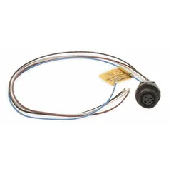 This 4-pin receptacle from BRAD HARRISON is designed for panel mounting with a 1/4"-18 thread. It includes a 1 ft wire lead and is rated IP67 for protection against dust and water ingress. Typical applications include connecting actuators and sensors in industrial automation systems.