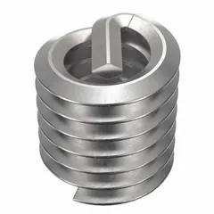 Screw-locking tanged helical insert for repairing or reinforcing internal threads in metal. Made from 18-8 stainless steel with a tensile strength of 200,000 to 250,000 psi. Features 1/4"-20 coarse thread, right-hand direction, and plain finish. Requires STI tap size 1/4"-20. Supplied in a 100-piece pack.