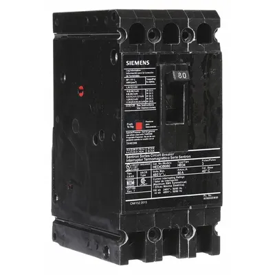 Siemens Molded Case Circuit Breaker: 80 A Amps, 42kA at 480V AC, Fixed, Load Side Lug - ED-Frame Siemens Molded Case Circuit Breakers
