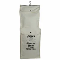 Natural canvas bag with snap closure for storing Class 4 electrical-insulating sleeves. Measures 30 in length by 13 in width. Provides protection from dirt and damage during storage