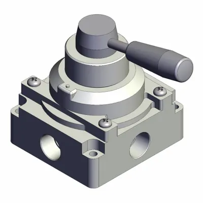 SMC Hand Valve: VH Series, Lever Actuator, 1/2 in NPT, Side-Ported Body - VH Series Manual Air Control Valves