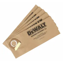 This 2-ply paper vacuum bag is designed for dry pickup in DEWALT DCV585 and DCV586 shop vacuums. It provides standard filtration for collecting dry debris in workshop and industrial environments.