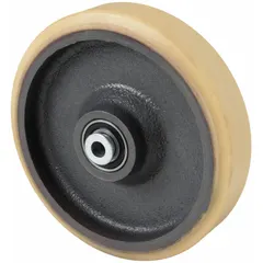 APPROVED VENDOR Polyurethane Tread on Iron Core Wheel, 10 in Dia, 1 3/4 in Wd, Tan, 250 PT2H