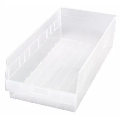 QUANTUM STORAGE SYSTEMS Shelf Bin: 23 5/8 in Overall Lg, 11 1/8 in x 6 in, Clear - Clearview Plastic Shelf Bins