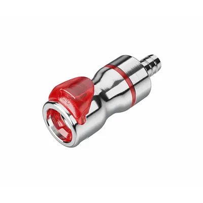 CPC Quick Connection Coupling: Straight, 3/8 in ID Size, Warm Red, Barbed/Quick Disconnect - Chrome-Plated Brass Quick-Disconnect Tube Fittings