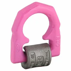 Weld-on pivot and rotate hoist ring with 3,300 lb working load limit and 180° pivot angle. Constructed from steel with a pink finish. Designed for permanent attachment via welding to provide a lifting point for overhead lifting and load securement in industrial applications.