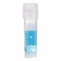 Cryogenic Vial, Polypropylene, 2 mL, Sterile, Colorless, Self-Standing, 12.2 mm Body Dia, External Threads, with Closure