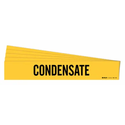 BRADY Pipe Marker: Condensate, Yellow, Black, Fits 8 in and Larger Pipe O.D. - Condensate Adhesive Pipe Markers