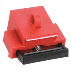 Clamp-on lockout device for securing internal-trip multi-pole breakers rated up to 480/600V AC. Sold in a 6-pack. Does not include a cable tie slot. Used during lockout/tagout procedures to prevent accidental re-energization of electrical circuits.