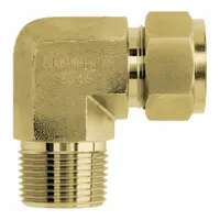 BRENNAN INDUSTRIES Compression Fitting Elbow: 3/8 in OD x 1/2 in Pipe Size, Tube x MNPT, Brass (MPN N2501-06-08-B)