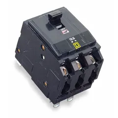 Three-pole plug-in miniature circuit breaker rated 20 A at 240V AC with a maximum interrupting rating of 10kA at 240V AC. Designed for overcurrent protection in three-phase lighting circuits, specifically for metal halide or high pressure sodium fixtures. Suitable for use in compatible load centers.