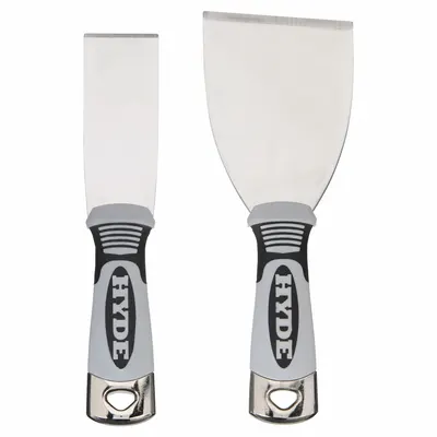 HYDE Putty Knife Set: Bld. Mat. Stainless Steel, Hdl. Mat. Plastic/Steel, Stiff - Standard Scraper Sets