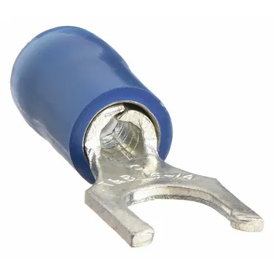 STA-KON Fork Terminals: Blue, Nylon, #10 Stud Size, 18 AWG – 14 AWG Wire Range - Insulated Fork Terminals