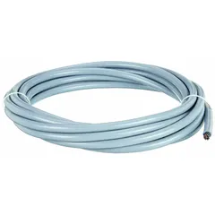 This continuous flexing exposed run tray cable features 12 conductors of 18 AWG, unshielded, with a gray PVC jacket. It is designed for use in cable carriers or drag chains where repeated bending occurs, transmitting control signals in industrial automation and robotics applications. Minimum bend radius factor is 5 x OD for fixed installations and 7.5 x OD for flexible use. Sold by the foot.