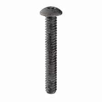 #6-32 thread, 1-inch long button head machine screw with tamper-resistant T10 drive. Made of steel with black oxide finish. Supplied in a 25-pack. Used in security-sensitive applications where standard screws are vulnerable to unauthorized removal