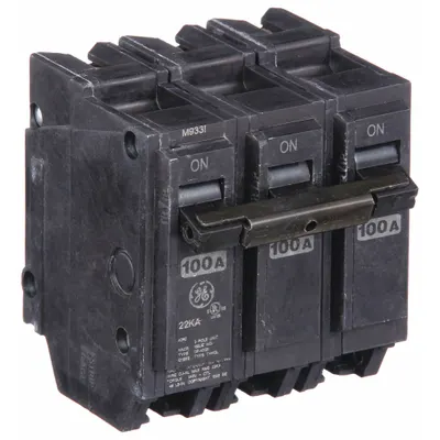 GE Miniature Circuit Breaker: THHQL, 100 A, 120/240V AC, Three Phase, 22kA at 120/240V AC - THQP, THQL & THHQL Series, Plug-In GE Miniature Circuit Breakers