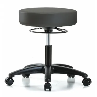 OEM Vinyl Lab Stool, Gray, 18-23 in Height, 5 Glides, Fiberglass Base - Vinyl Lab Stools