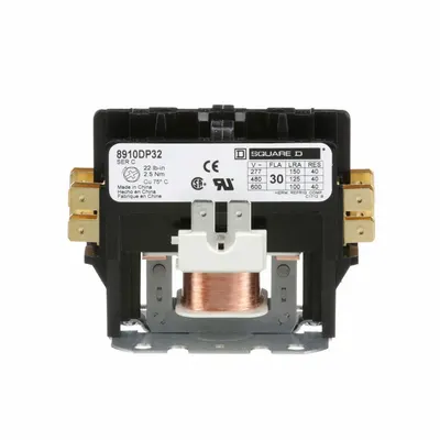 SQUARE D Definite Purpose Magnetic Contactor: 2 Poles, 480V AC, 30 A - Non-Reversing Definite Purpose Contactors