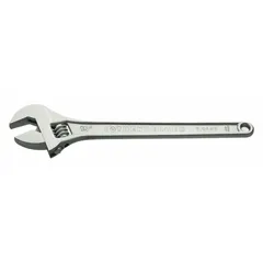 Automatic locking adjustable wrench with chrome finish. Overall length 6 in, jaw capacity 3/4 in. Used for gripping and turning fasteners in plumbing, HVAC, and general maintenance tasks.