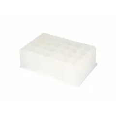 24-well deep well plate made of natural polypropylene copolymer. Each C-shaped well has a 10 mL capacity. Overall dimensions: 86 mm diameter, 39.4 mm height. Non-sterile, not RNase/DNase free. Suitable for sample storage and processing in laboratory workflows.
