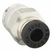 PARKER Push-Fit Fitting: 5/32 in OD x 1/8 in Pipe Size, Push-to-Connect x MNPTF, Brass, Silver (MPN W68PLP-5/32-2)